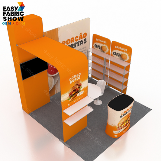 3*3m Aluminum Frame Booth Semi-Enclosed Design with Multi-layer shelf