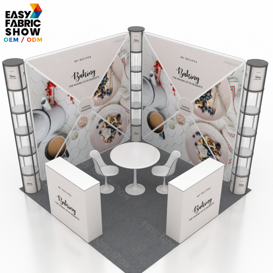 3*3m Aluminum Frame Booth with Clear Vertical Shelving