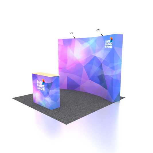 3*3M Velcro Pop Up Booth Straight Backwall with Clamping Light
