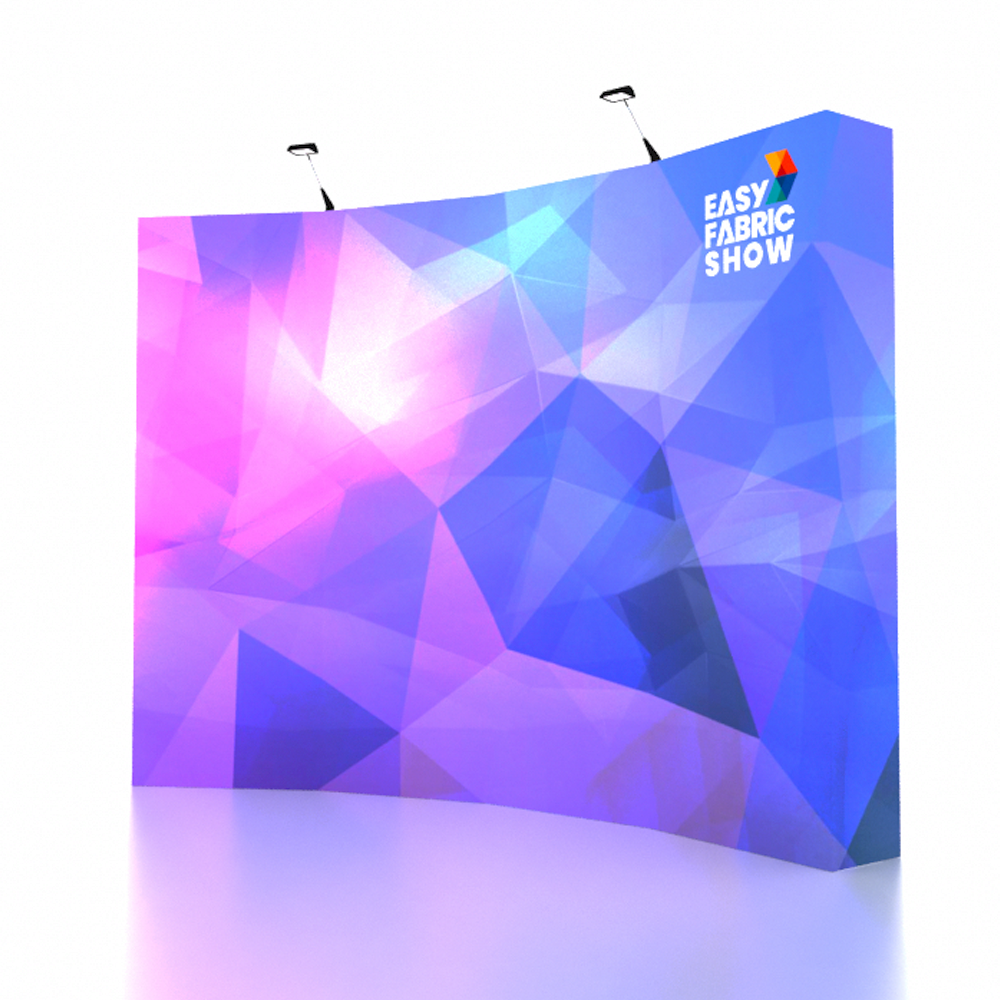 Popup Curved Backwall Kit with Clamping Lights - Easy Fabric Display